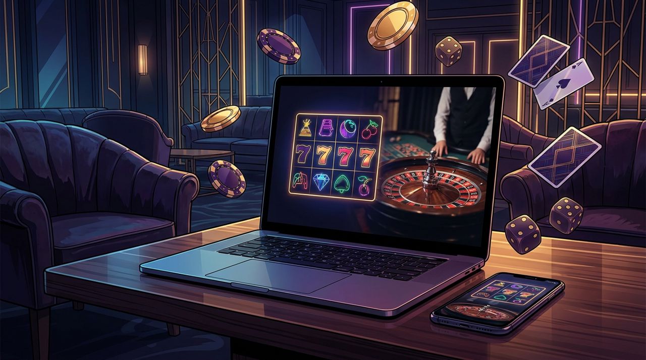 Ukázka webové stránky a herní lobby online kasina Vegasino