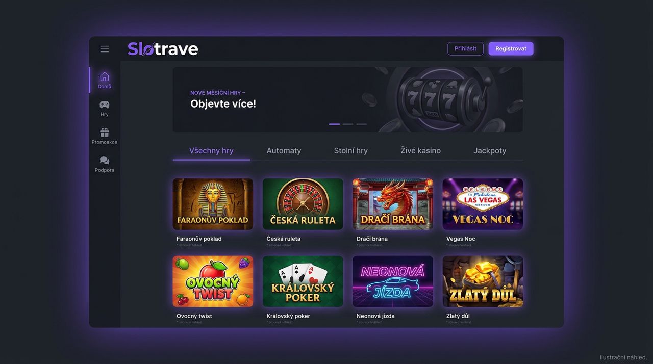 Náhled rozhraní online kasina Slotrave